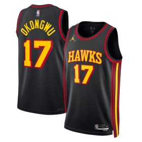 Muške NBA Dres Atlanta Hawks Onyeka Okongwu 17 Jordan 2022-23 Statement Edition Crno Swingman